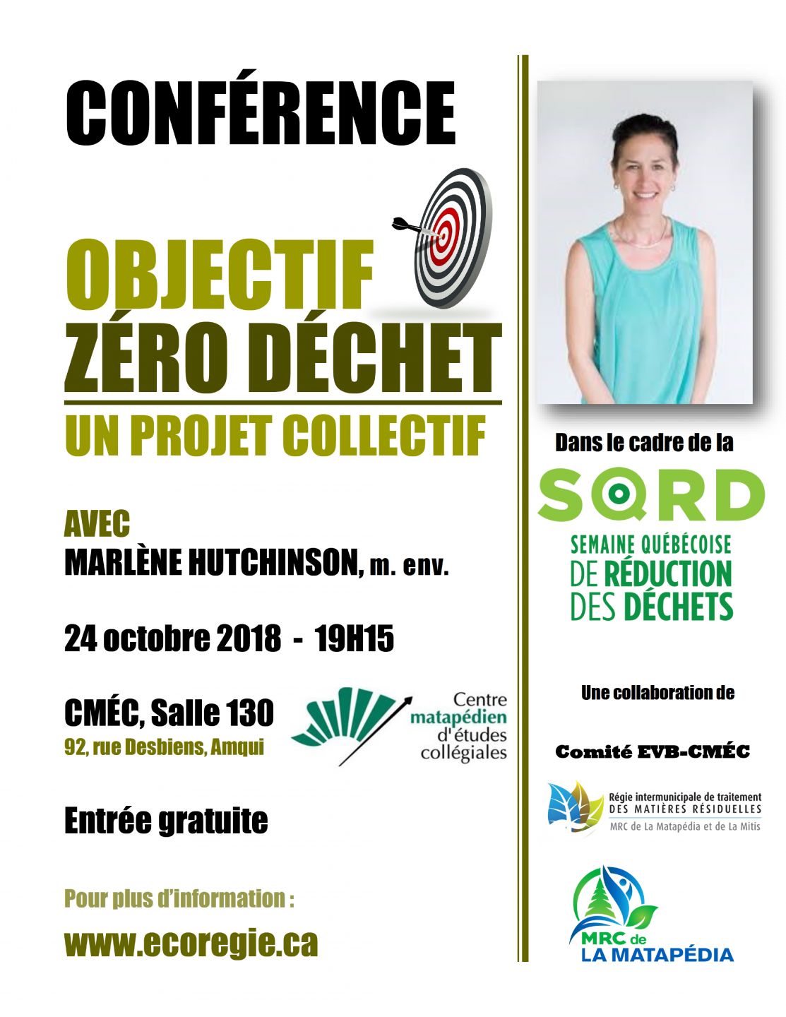 Affiche Conférence Zéro Déchet SQRD Amqui