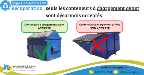 RÉCUPÉRATION : seuls les conteneurs à chargement avant sont désormais acceptés dans la collecte par conteneur