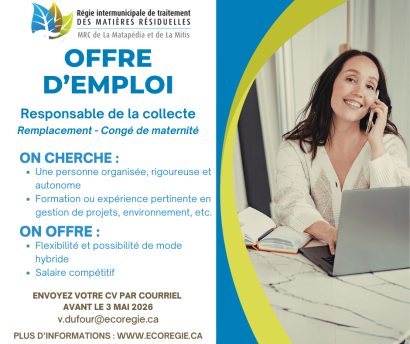 Offre d'emploi - Responsable de la collecte (remplacement)